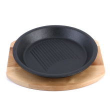 Round Pre-seasoned cast iron sizzler plate for steak